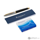 Waterman Carene Fountain Pen in Deluxe Black with Gold Trim - 18K Gold Fine Point Fountain Pen