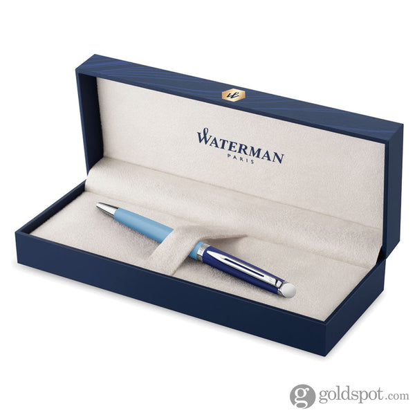 Waterman Hemisphere Colour Blocking Ballpoint Pen in Metal and Blue Lacquer with Chrome Trim Ballpoint Pen