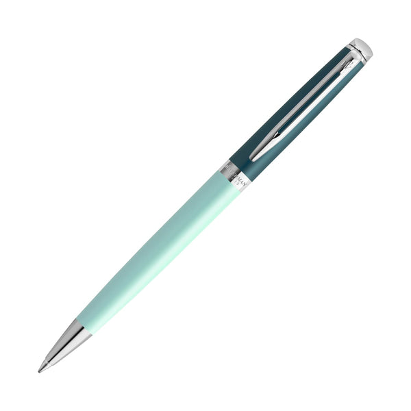 Waterman Hemisphere Colour Blocking Ballpoint Pen in Metal and Green Lacquer with Chrome Trim Ballpoint Pen