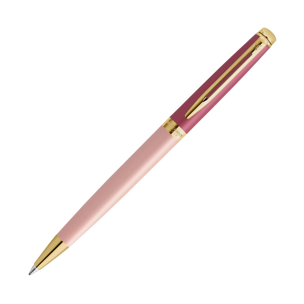 Waterman Hemisphere Colour Blocking Ballpoint Pen in Metal and Pink Lacquer with Gold Trim Ballpoint Pen