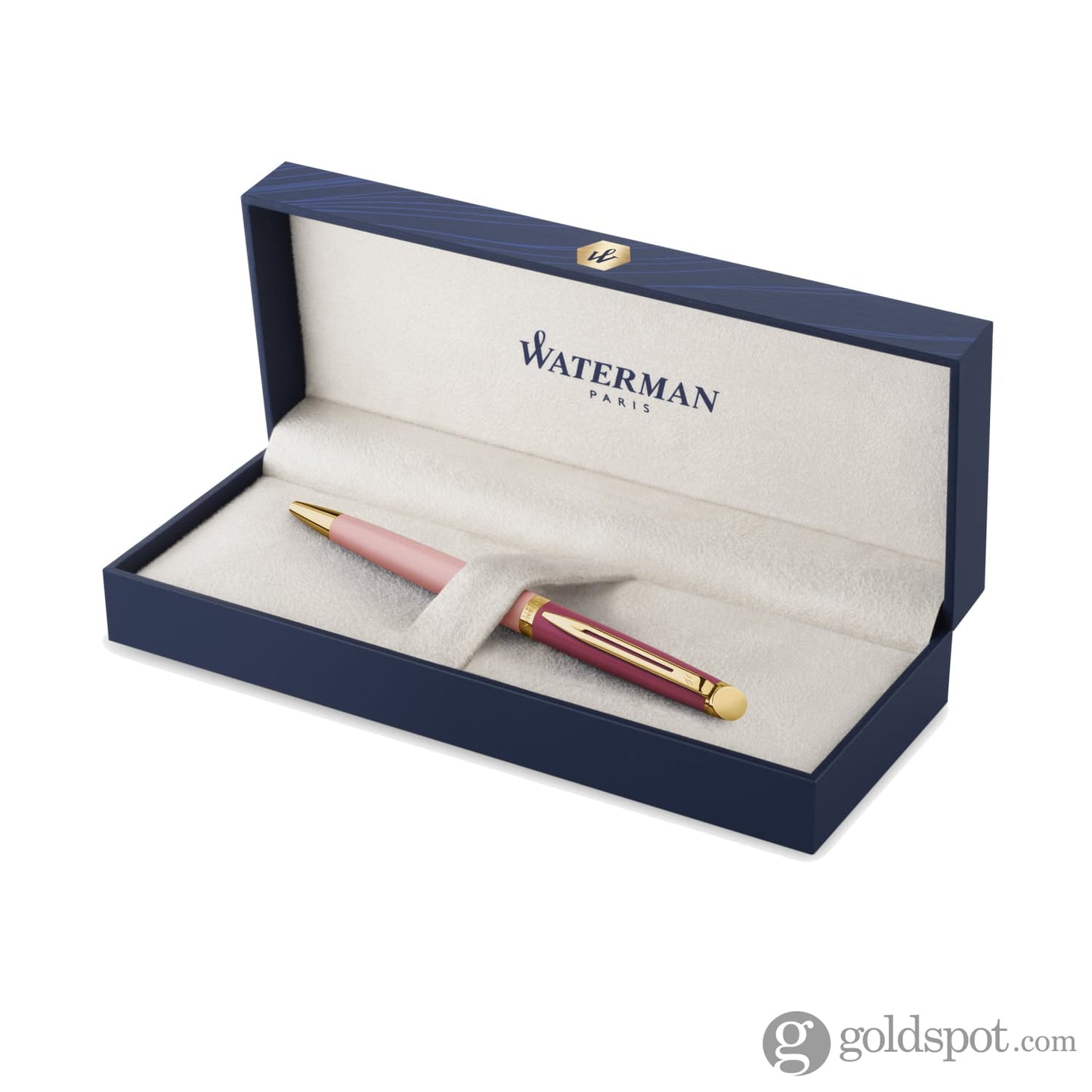 Waterman Hemisphere Colour Blocking Ballpoint Pen in Metal and Pink Lacquer with Gold Trim Ballpoint Pen
