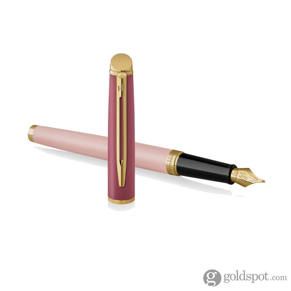 Waterman Hemisphere Colour Blocking Fountain Pen in Metal and Pink Lacquer with Gold Trim Fountain Pen