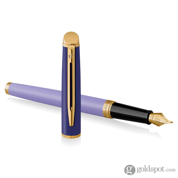 Waterman Hemisphere Colour Blocking Fountain Pen in Metal and Purple Lacquer with Gold Trim Fountain Pen