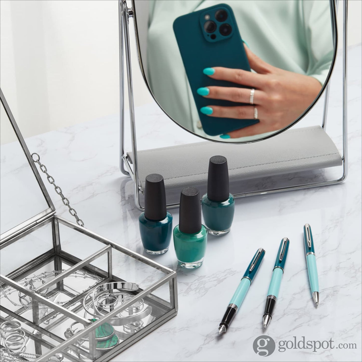 Waterman Hemisphere Colour Blocking Rollerball Pen in Metal and Green Lacquer with Chrome Trim Rollerball Pen