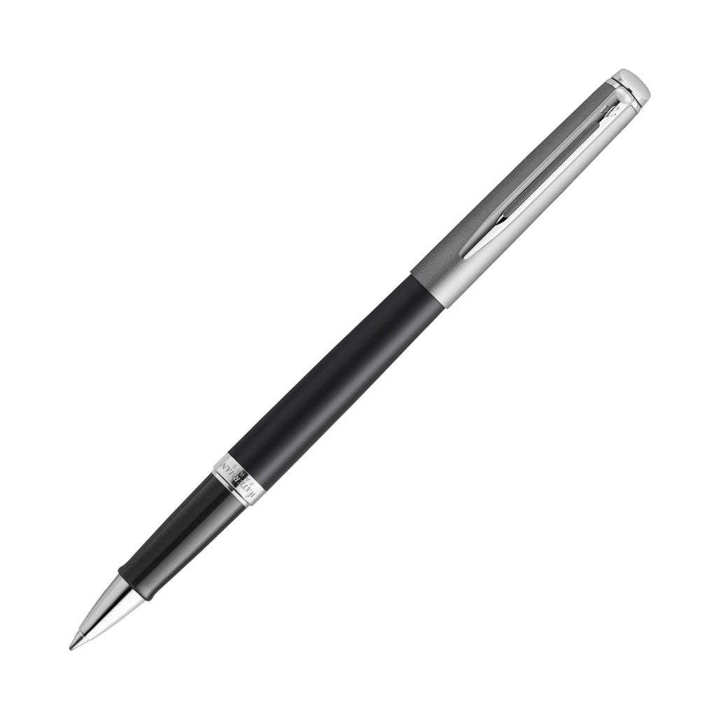 Waterman Hemisphere Rollerball Pen in Matte Stainless Steel with Black Lacquer and Chrome Trim Rollerball Pen