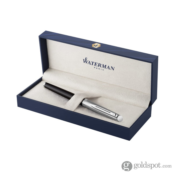 Waterman Hemisphere Rollerball Pen in Matte Stainless Steel with Black Lacquer and Chrome Trim Rollerball Pen