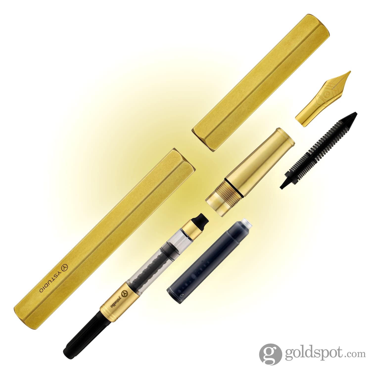 ystudio Classic Revolve Fountain Pen in Brass - Goldspot Pens